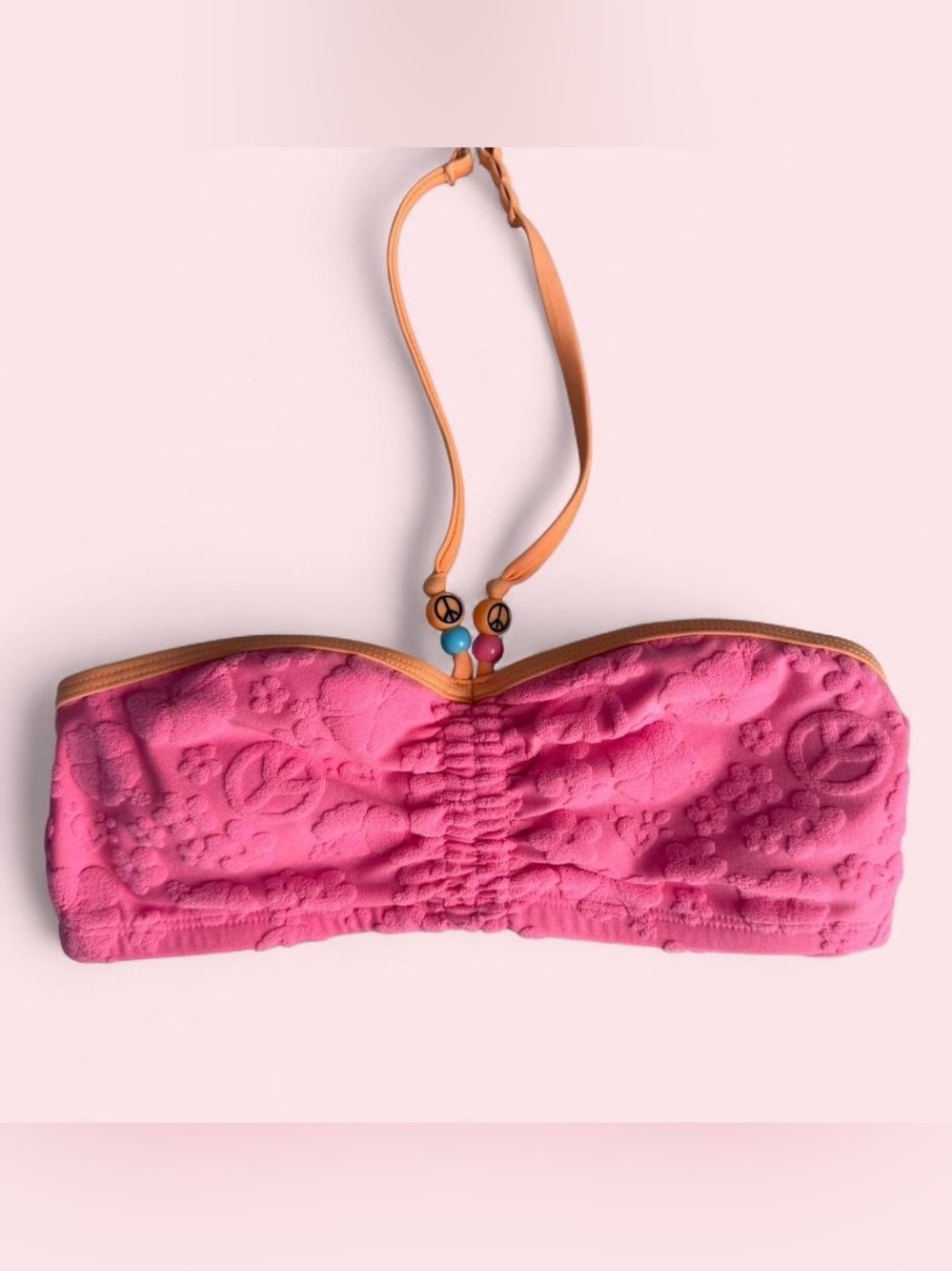 Justice Pink Bandeau Top with Tan Strap